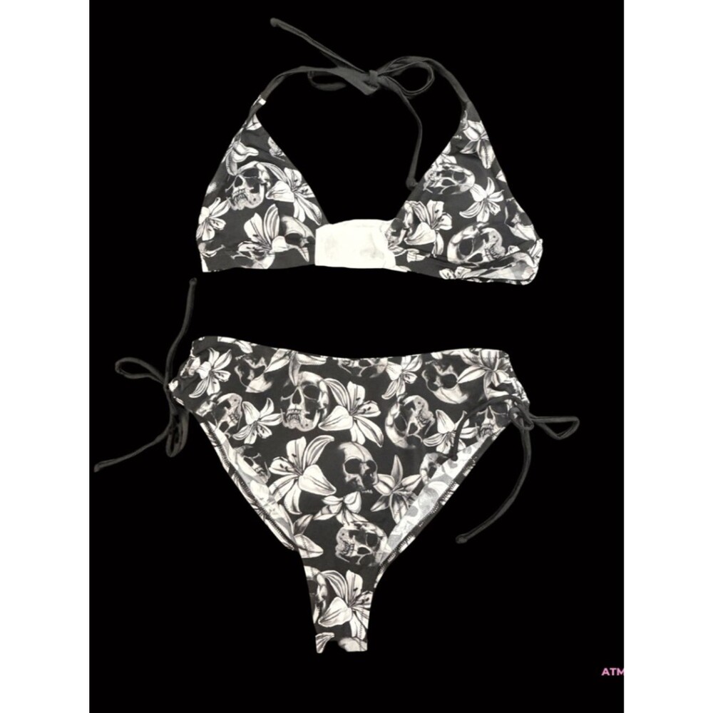 NWT Killstar Harlette's Revenge Skull Floral Pentagram Two-Piece Bikini LG - Picture 7 of 16